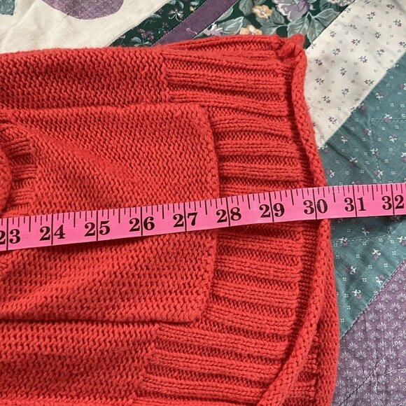 Left on Houston Cardigan Womens L Orange Knit Angora Blend Open Front Long Line - Picture 7 of 7